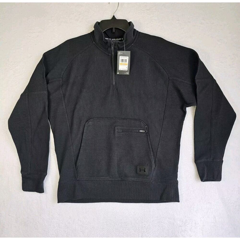 Men's Black Size Small Under‎ Armour Long Sleeve 1/4 Zip Fleece Ottoman Sweater